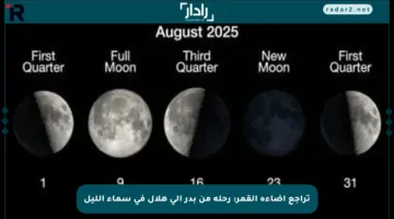 تراجع إضاءة القمر: رحلة من بدر إلى هلال في سماء الليل